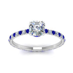 Load image into Gallery viewer, eternity-hidden-halo-asscher-cut-diamond-engagement-ring-with-sapphire-in-FD-9168ASRGSABLANGLE3-NL-WG
