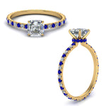 Load image into Gallery viewer, eternity-hidden-halo-asscher-cut-diamond-engagement-ring-with-sapphire-in-FD-9168ASRGSABLANGLE3-NL-YG
