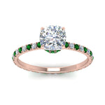 Load image into Gallery viewer, eternity-hidden-halo-cushion-cut-diamond-engagement-ring-with-emerald-in-FD-9168CURGEMGRANGLE3-NL-RG
