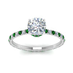 Load image into Gallery viewer, eternity-hidden-halo-cushion-cut-diamond-engagement-ring-with-emerald-in-FD-9168CURGEMGRANGLE3-NL-WG
