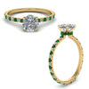 Load image into Gallery viewer, eternity-hidden-halo-cushion-cut-diamond-engagement-ring-with-emerald-in-FD-9168CURGEMGRANGLE3-NL-YG