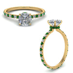 Load image into Gallery viewer, eternity-hidden-halo-cushion-cut-diamond-engagement-ring-with-emerald-in-FD-9168CURGEMGRANGLE3-NL-YG
