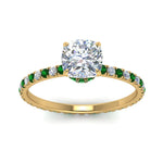 Load image into Gallery viewer, eternity-hidden-halo-cushion-cut-diamond-engagement-ring-with-emerald-in-FD-9168CURGEMGRANGLE3-NL-YG
