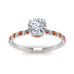 Load image into Gallery viewer, eternity-hidden-halo-cushion-cut-diamond-engagement-ring-with-orange-sapphire-in-FD-9168CURGSAORANGLE3-NL-WG

