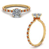 Load image into Gallery viewer, eternity-hidden-halo-cushion-cut-diamond-engagement-ring-with-orange-sapphire-in-FD-9168CURGSAORANGLE3-NL-YG