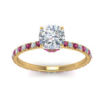 Load image into Gallery viewer, eternity-hidden-halo-cushion-cut-diamond-engagement-ring-with-pink-sapphire-in-FD-9168CURGSADRPIANGLE3-NL-YG
