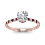 Load image into Gallery viewer, eternity-hidden-halo-cushion-cut-diamond-engagement-ring-with-ruby-in-FD-9168CURGRUDRANGLE3-NL-RG

