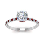 Load image into Gallery viewer, eternity-hidden-halo-cushion-cut-diamond-engagement-ring-with-ruby-in-FD-9168CURGRUDRANGLE3-NL-WG
