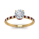 Load image into Gallery viewer, eternity-hidden-halo-cushion-cut-diamond-engagement-ring-with-ruby-in-FD-9168CURGRUDRANGLE3-NL-YG
