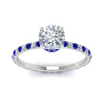 Load image into Gallery viewer, eternity-hidden-halo-cushion-cut-diamond-engagement-ring-with-sapphire-in-FD-9168CURGSABLANGLE3-NL-WG
