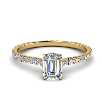 Eternity Emerald Cut Hidden Halo Engagement Ring