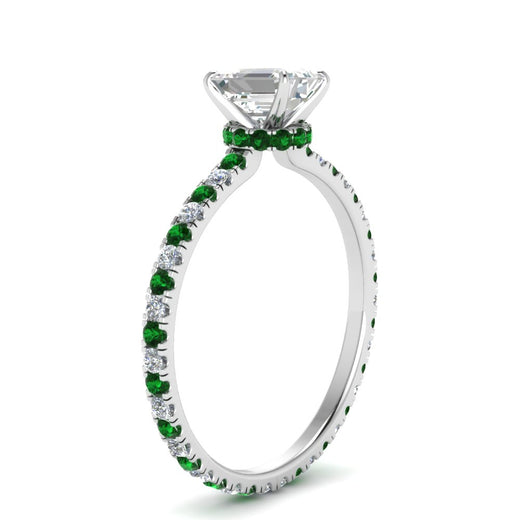 eternity-hidden-halo-emerald-cut-diamond-engagement-ring-with-emerald-in-FD-9168EMRGEMGRANGLE3-NL-WG