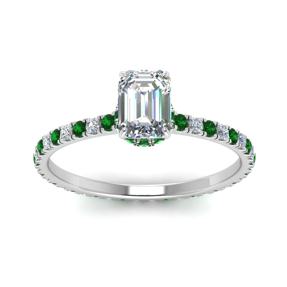 eternity-hidden-halo-emerald-cut-diamond-engagement-ring-with-emerald-in-FD-9168EMRGEMGRANGLE3-NL-WG