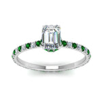 Load image into Gallery viewer, eternity-hidden-halo-emerald-cut-diamond-engagement-ring-with-emerald-in-FD-9168EMRGEMGRANGLE3-NL-WG
