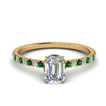 Load image into Gallery viewer, eternity-hidden-halo-emerald-cut-diamond-engagement-ring-with-emerald-in-FD-9168EMRGEMGRANGLE3-NL-YG
