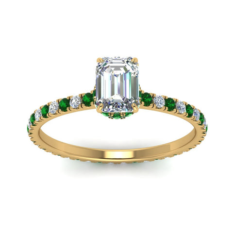 eternity-hidden-halo-emerald-cut-diamond-engagement-ring-with-emerald-in-FD-9168EMRGEMGRANGLE3-NL-YG