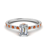 Load image into Gallery viewer, eternity-hidden-halo-emerald-cut-diamond-engagement-ring-with-orange-sapphire-in-FD-9168EMRGSAORANGLE3-NL-WG

