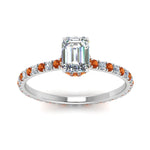 Load image into Gallery viewer, eternity-hidden-halo-emerald-cut-diamond-engagement-ring-with-orange-sapphire-in-FD-9168EMRGSAORANGLE3-NL-WG
