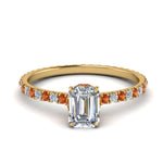 Load image into Gallery viewer, eternity-hidden-halo-emerald-cut-diamond-engagement-ring-with-orange-sapphire-in-FD-9168EMRGSAORANGLE3-NL-YG