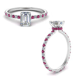 Load image into Gallery viewer, eternity-hidden-halo-emerald-cut-diamond-engagement-ring-with-pink-sapphire-in-FD-9168EMRGSADRPIANGLE3-NL-WG