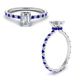 Load image into Gallery viewer, eternity-hidden-halo-emerald-cut-diamond-engagement-ring-with-sapphire-in-FD-9168EMRGSABLANGLE3-NL-WG