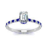 Load image into Gallery viewer, eternity-hidden-halo-emerald-cut-diamond-engagement-ring-with-sapphire-in-FD-9168EMRGSABLANGLE3-NL-WG