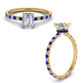 Thumbnail 5 - eternity-hidden-halo-emerald-cut-diamond-engagement-ring-with-sapphire-in-FD-9168EMRGSABLANGLE3-NL-YG