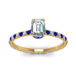 Load image into Gallery viewer, eternity-hidden-halo-emerald-cut-diamond-engagement-ring-with-sapphire-in-FD-9168EMRGSABLANGLE3-NL-YG
