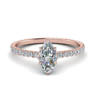 Eternity Marquise Cut Hidden Halo Engagement Ring