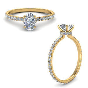 Eternity Oval Cut Hidden Halo Engagement Ring