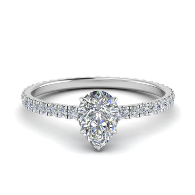 Eternity Pear Cut Hidden Halo Engagement Ring