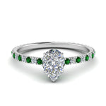 Load image into Gallery viewer, eternity-hidden-halo-pear-shaped-diamond-engagement-ring-with-emerald-in-FD-9168PERGEMGRANGLE3-NL-WG
