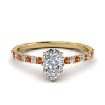 Load image into Gallery viewer, eternity-hidden-halo-pear-shaped-diamond-engagement-ring-with-orange-sapphire-in-FD-9168PERGSAORANGLE3-NL-YG

