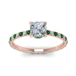 Load image into Gallery viewer, eternity-hidden-halo-princess-cut-diamond-engagement-ring-with-emerald-in-FD-9168PRRGEMGRANGLE3-NL-RG
