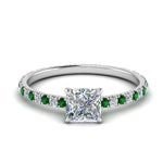 Load image into Gallery viewer, eternity-hidden-halo-princess-cut-diamond-engagement-ring-with-emerald-in-FD-9168PRRGEMGRANGLE3-NL-WG
