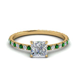 Load image into Gallery viewer, eternity-hidden-halo-princess-cut-diamond-engagement-ring-with-emerald-in-FD-9168PRRGEMGRANGLE3-NL-YG
