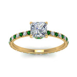 Load image into Gallery viewer, eternity-hidden-halo-princess-cut-diamond-engagement-ring-with-emerald-in-FD-9168PRRGEMGRANGLE3-NL-YG
