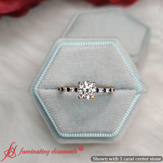 Eternity Round Cut Hidden Halo Engagement Ring