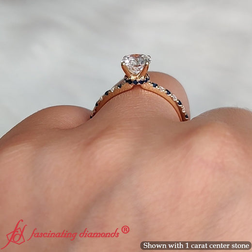 Eternity Round Cut Hidden Halo Engagement Ring