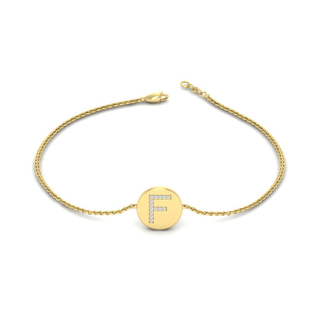 Alphabet disc diamond bracelet