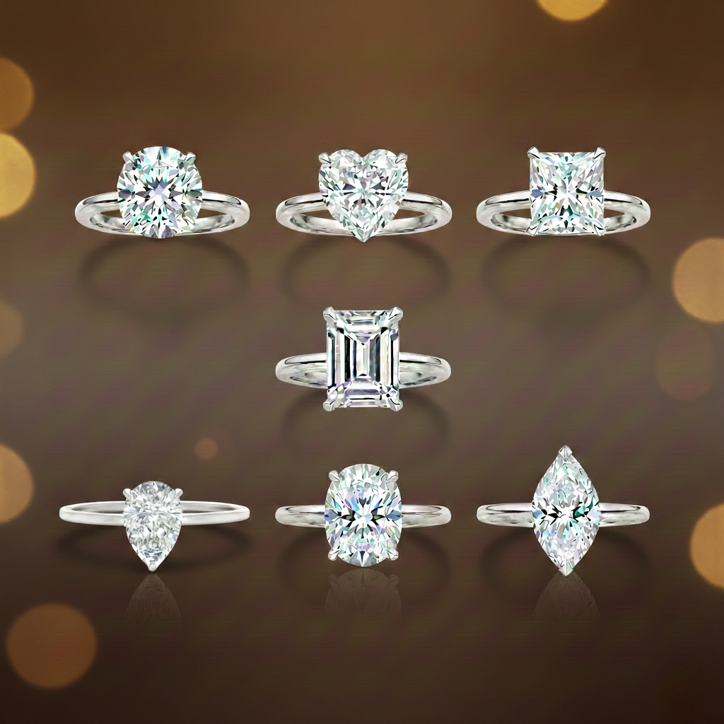 Lab Created Engagement Rings by Diamond Shape