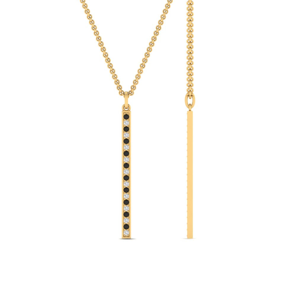 fancy-pave-straight-bar-diamond-necklace-pendant-with-black-diamond-in-FDPD8094-GBLACK-NL-YG