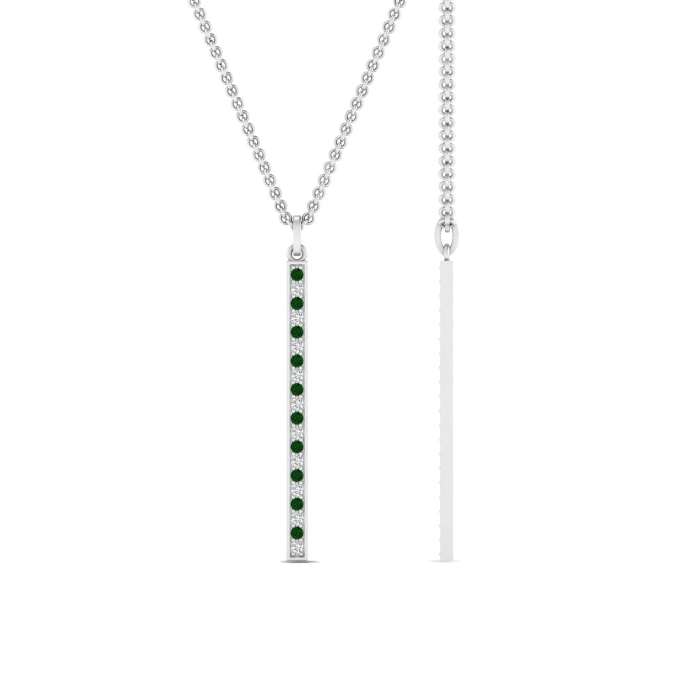 fancy-pave-straight-bar-diamond-necklace-pendant-with-emerald-in-FDPD8094-GEMGR-NL-WG