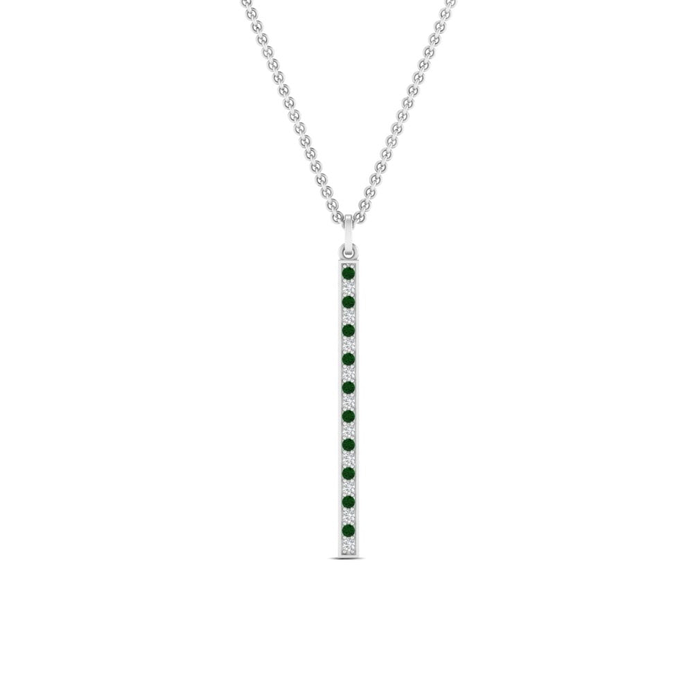 fancy-pave-straight-bar-diamond-necklace-pendant-with-emerald-in-FDPD8094-GEMGR-NL-WG
