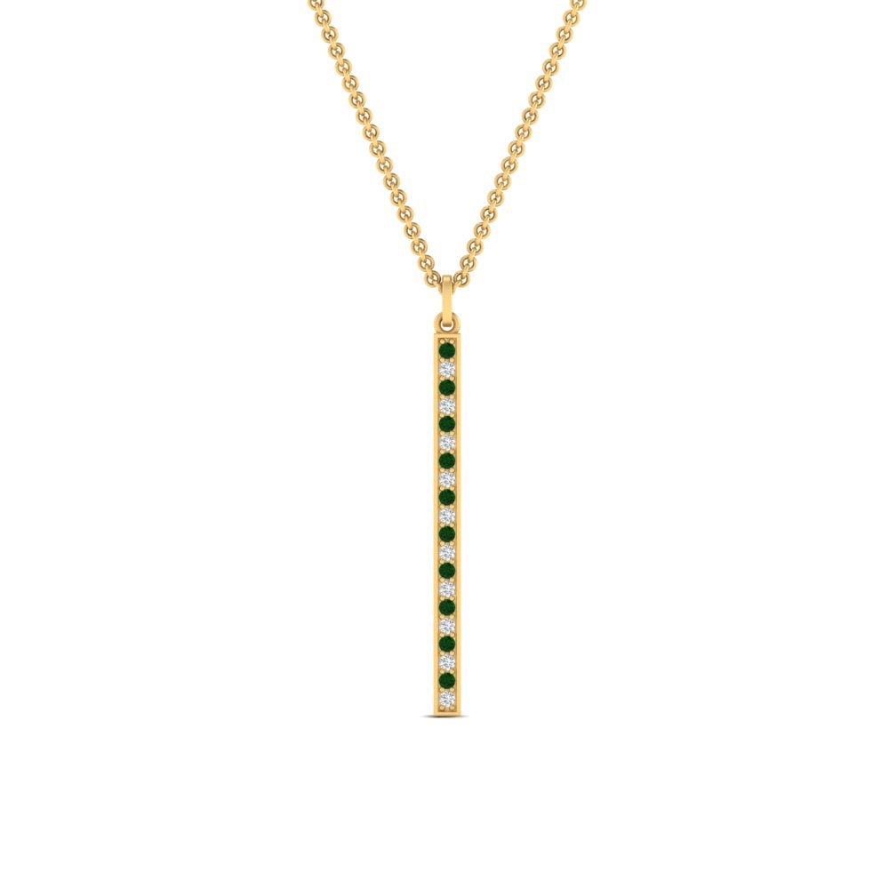fancy-pave-straight-bar-diamond-necklace-pendant-with-emerald-in-FDPD8094-GEMGR-NL-YG
