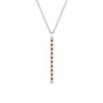 Load image into Gallery viewer, fancy-pave-straight-bar-diamond-necklace-pendant-with-orange-sapphire-in-FDPD8094-GSAOR-NL-WG
