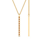 Load image into Gallery viewer, fancy-pave-straight-bar-diamond-necklace-pendant-with-orange-sapphire-in-FDPD8094-GSAOR-NL-YG
