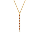 Load image into Gallery viewer, fancy-pave-straight-bar-diamond-necklace-pendant-with-orange-sapphire-in-FDPD8094-GSAOR-NL-YG
