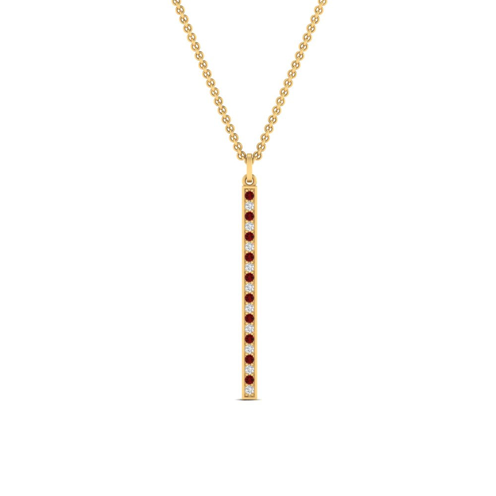 fancy-pave-straight-bar-diamond-necklace-pendant-with-ruby-in-FDPD8094-GRUDR-NL-YG