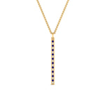 Load image into Gallery viewer, fancy-pave-straight-bar-diamond-necklace-pendant-with-sapphire-in-FDPD8094-GSABL-NL-YG
